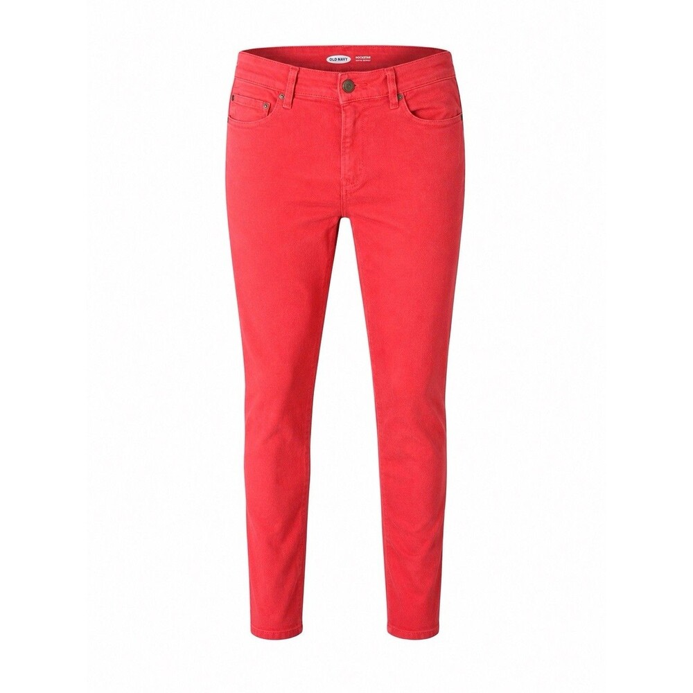 Old Navy Rockstar Super Skinny Jeans Women’s Size 8 Coral Red Mid Rise Stretch